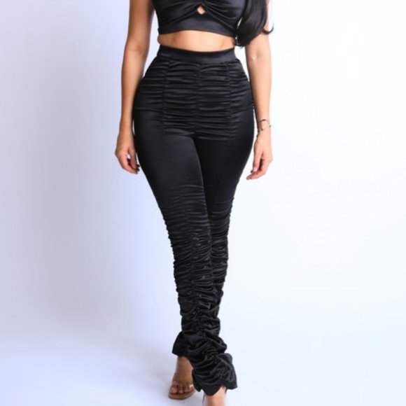 Satin Stacked Pants - Picture 1 of 3